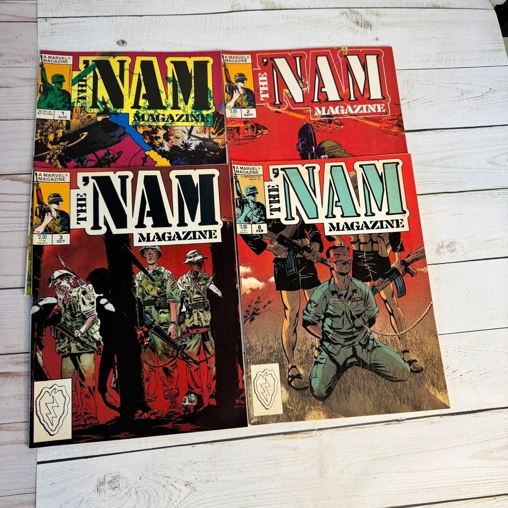 Vintage Nam Magazine Lot of 4 Issues 1, 2, 3 & 8 Paperback War, Action Adventure